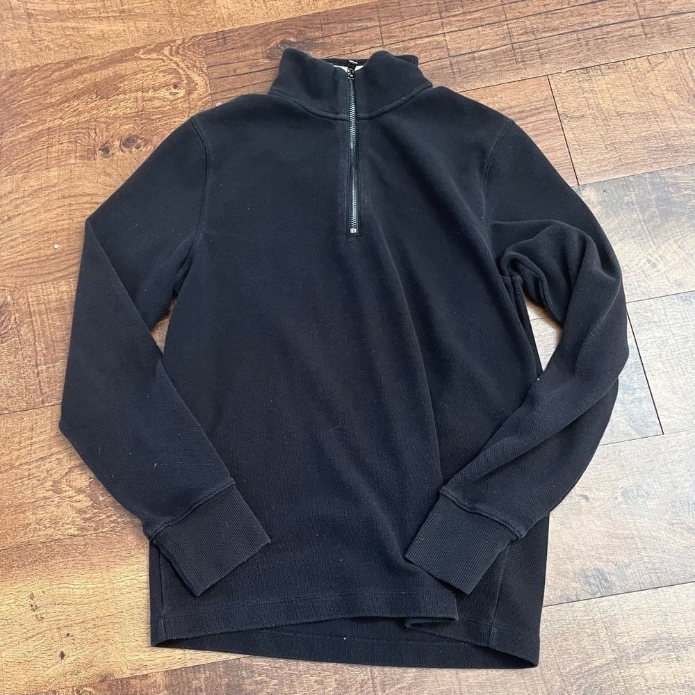 Michael Kors Mens half zip pullover sweater black white cotton polyester medium